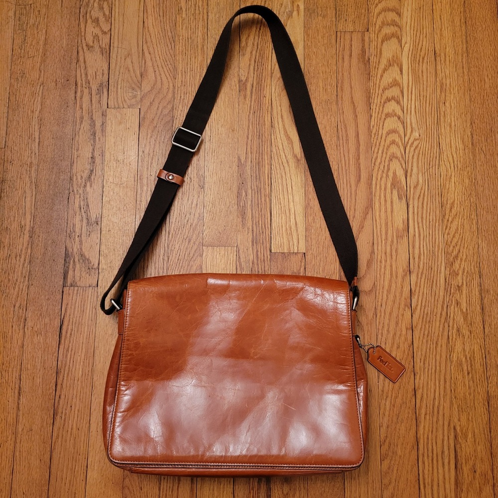 FedEx Messenger Bag Brown Leather Crossbody Laptop Work Granola Academia Twee